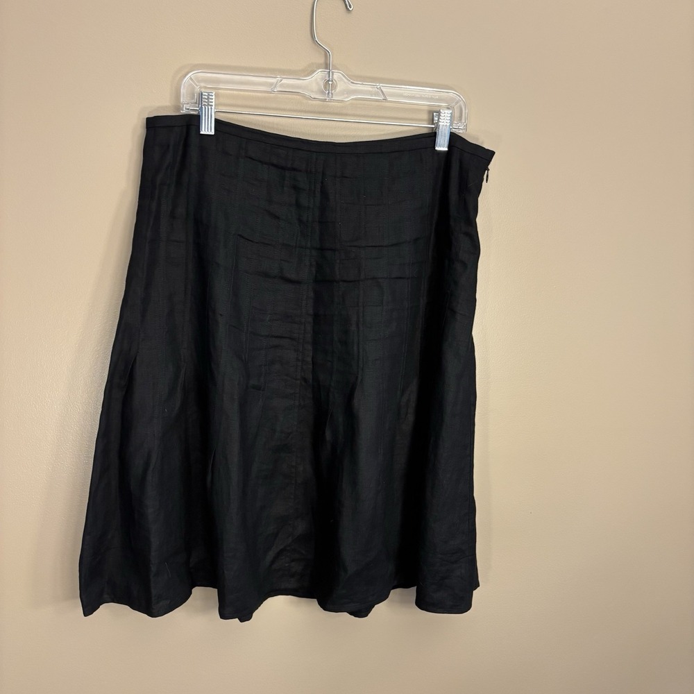 Ann Taylor Loft Black Linen‎ Size 10 A-line Fit and Flare Skirt